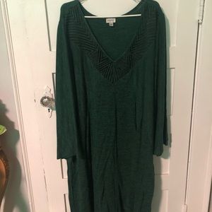 Green sweater dress with bell sleeves